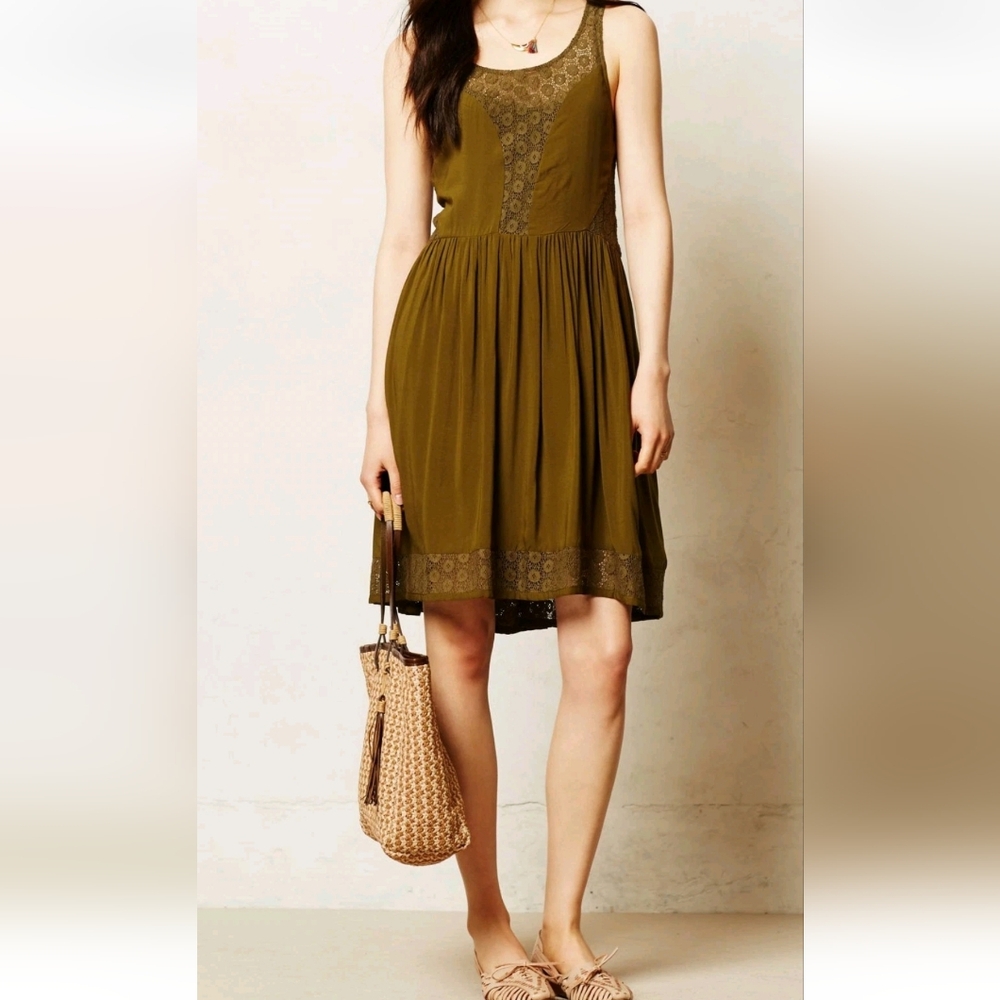 Anthropologie Lilka Cutout Back Lace Inserts Matepe Dress